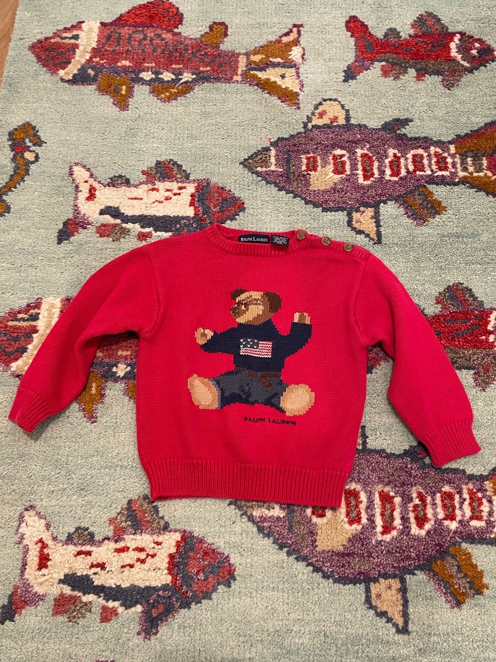 Polo Ralph Lauren Vintage Teddy Bear Cable Knit Sweater 90s Rare 2T